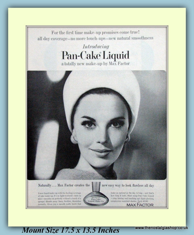 Max Factor Pan-Cake Liquid Make-Up Original Advert 1963 (ref AD9239)