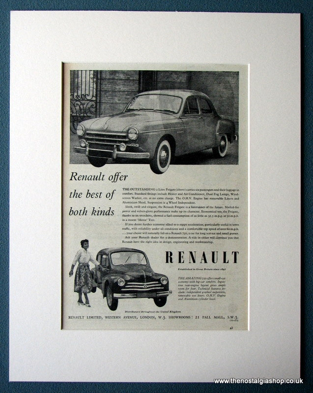 Renault Fregate & Renault 750 Original Advert 1954 (ref AD1404)