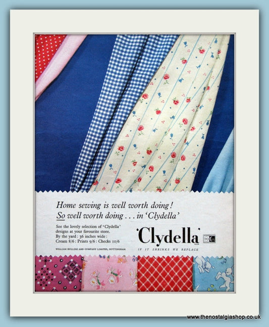 Clydella Materials Home Sewing Original Advert 1963 (ref AD4664)