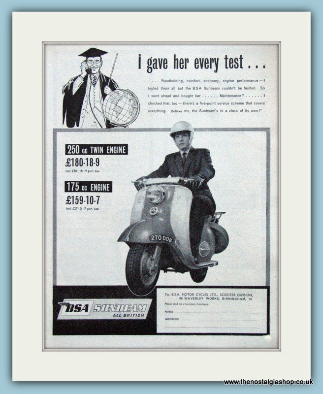 BSA Sunbeam Scooter, 1961 Original Advert (ref AD4081)