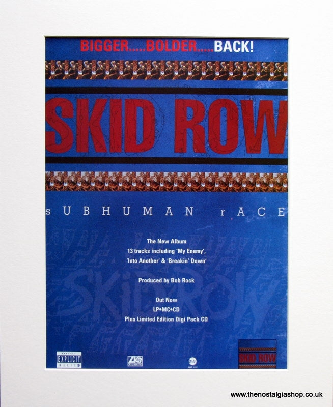 Skid Row Subhuman Race 1995 Original Advert (ref AD942)