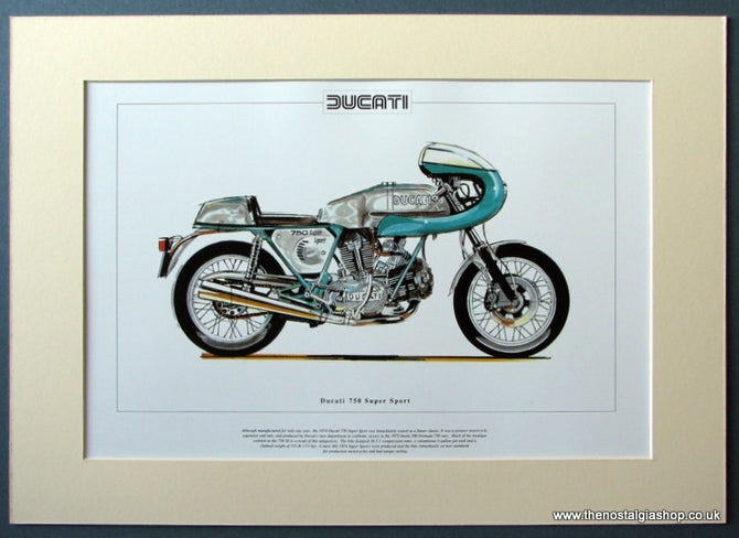 Ducati 750 Super Sport Mounted Motorcycle Print (ref PR 3025)