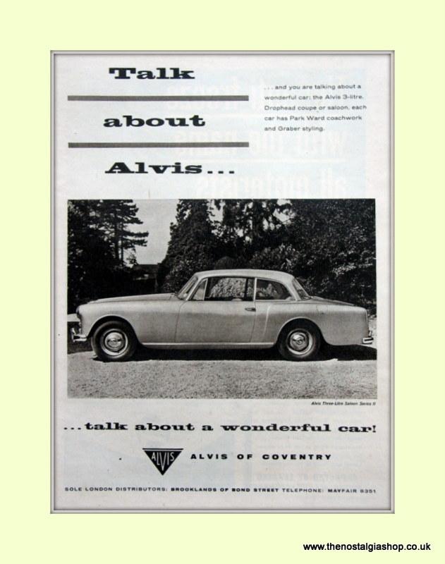 Alvis Three Litre & Coupe. Set of 3 Original Adverts 1958/62 (ref AD6643)