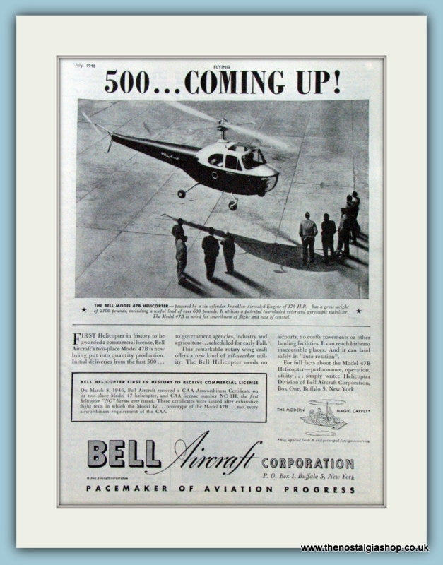 Bell 47B Helicopter Original Advert 1946  (ref AD4225)