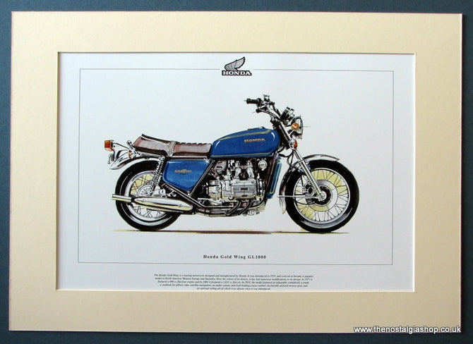 Honda Gold Wing GL1000 Mounted Motorcycle Print (ref PR3038)