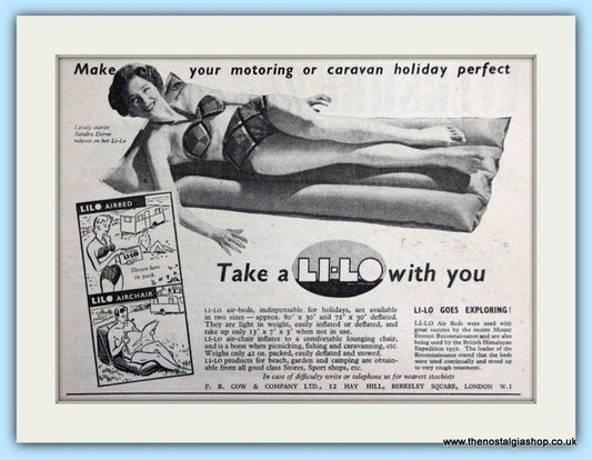 Li-Lo Camping Bed Original Advert 1952 (ref AD6316)