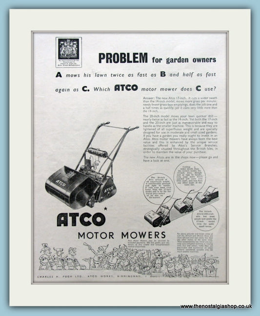 Atco Motor Mowers. Set of 2 Original Adverts 1953 (ref AD4616)