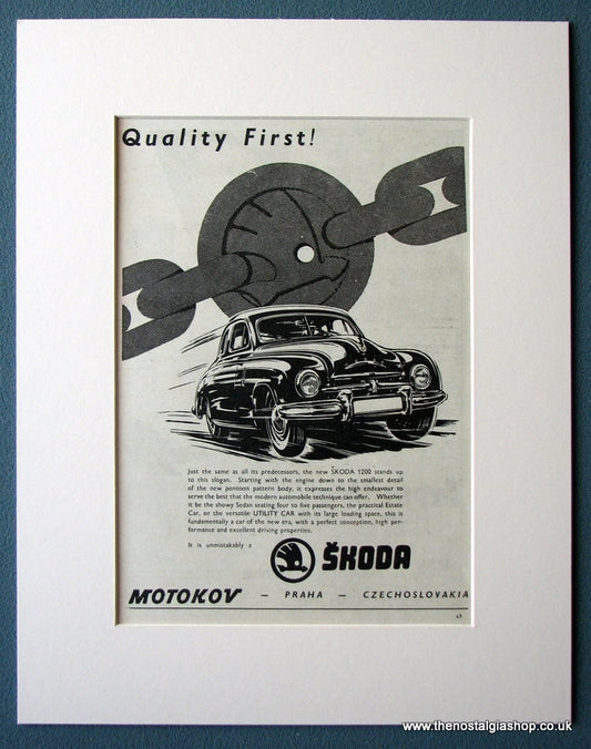 Skoda 1200 Motokov 1954 Set Of 3 Original Adverts (ref AD1237)