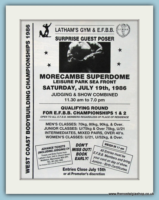 West Coast Bodybuilding Championship Original Advert 1986 (ref AD3924)