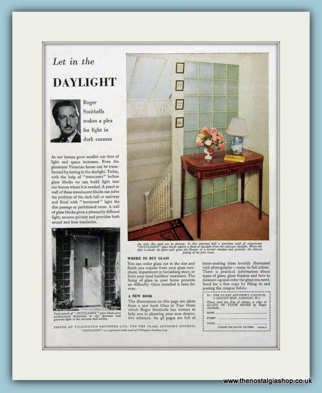 Pilkingtons Glass Insulight Original Advert 1954 (ref AD4560)