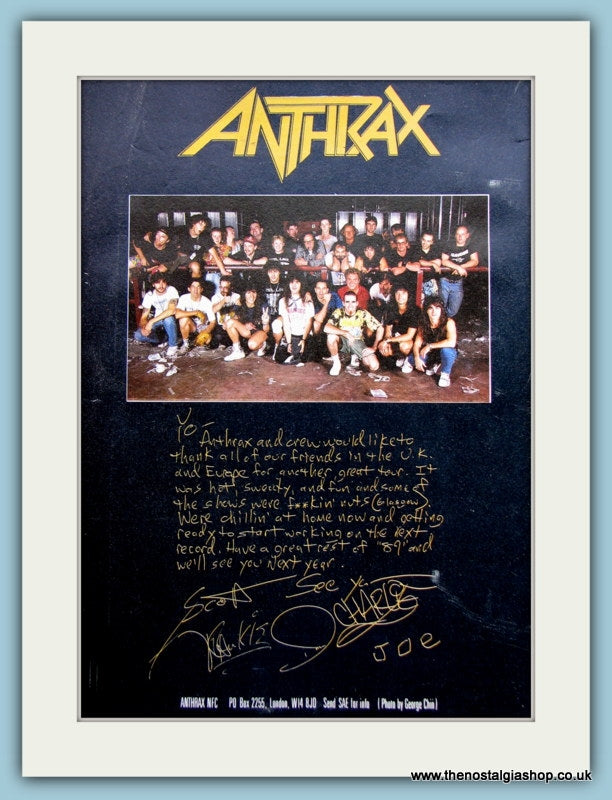 Anthrax And There Crew  Original Advert (ref AD3044)