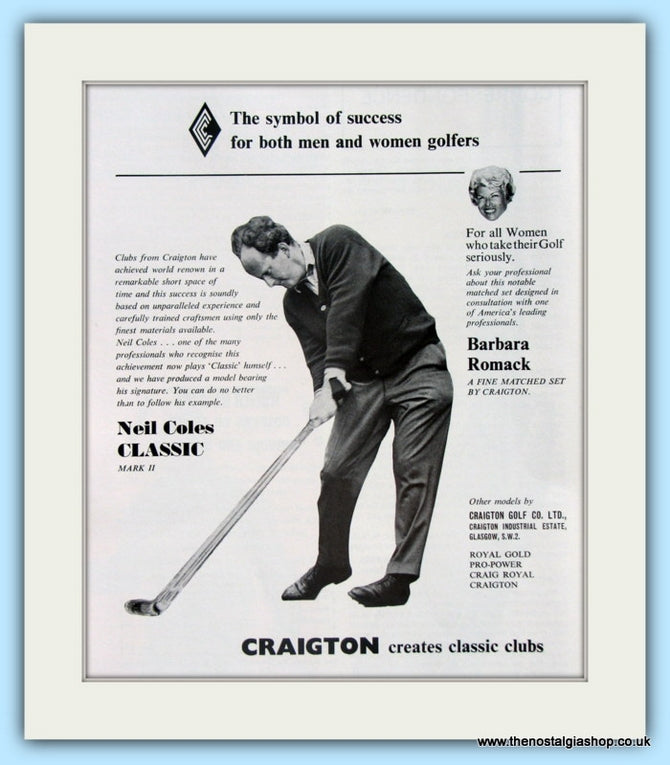 Craigton Golf with Neil Cole. Original Advert 1968 (ref AD4986)