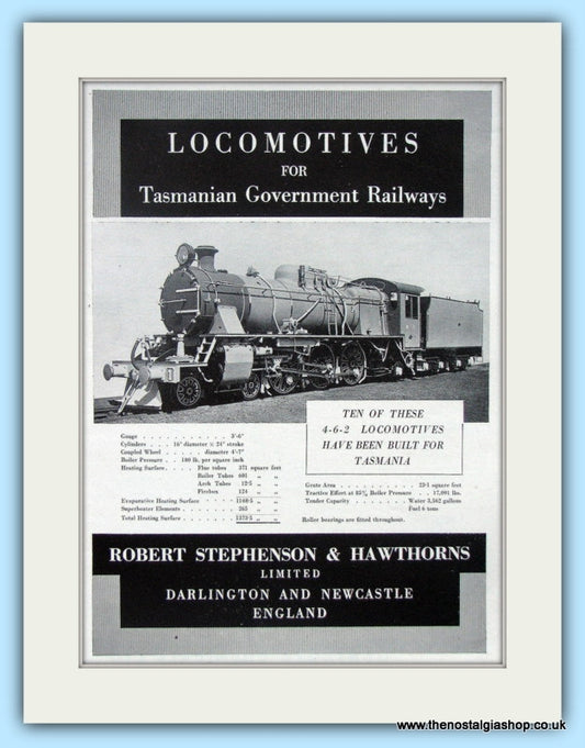 Robert Stephenson & Hawthorns 4-6-2 Locomotives Original Advert 1951 (ref AD6515)