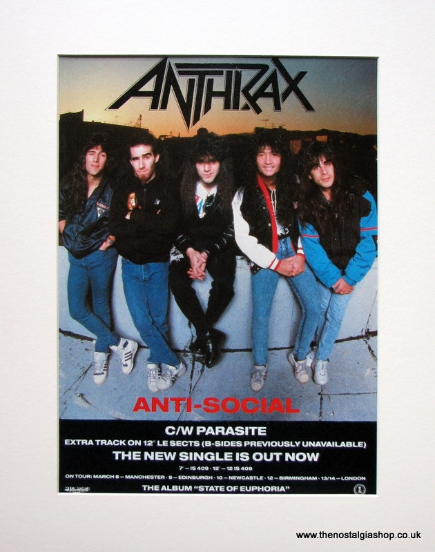 Anthrax Anti - Social Original advert 1989 (ref AD916)