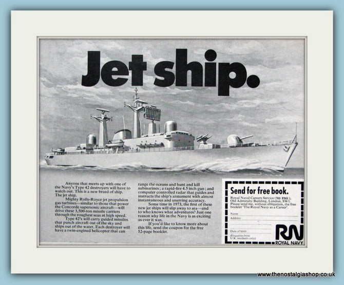Royal Navy Type 42 Destroyer. Original Advert 1969 (ref AD6064)