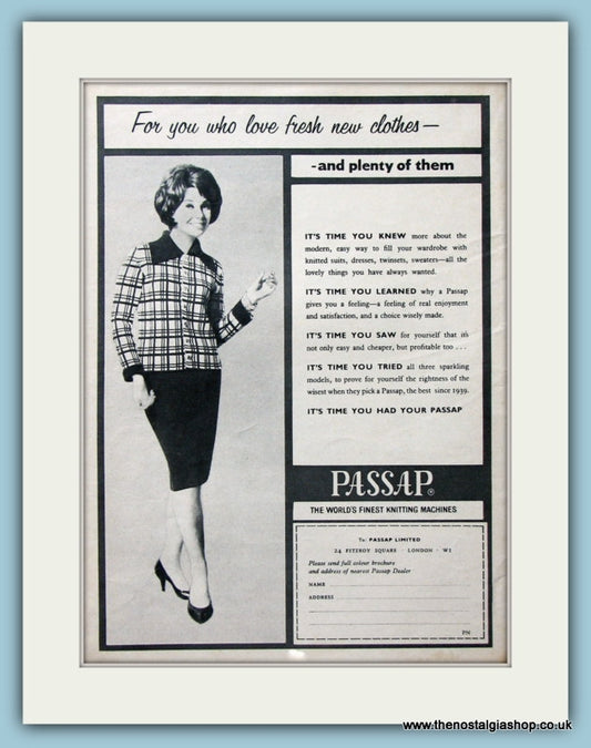 Passap Knitting Machine Original Advert 1965 (ref AD4419)