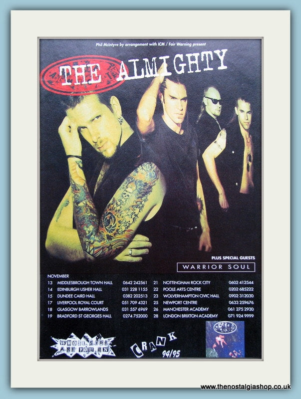 The Almighty, Crank Tour 1994/95 Original Advert (ref AD3151)