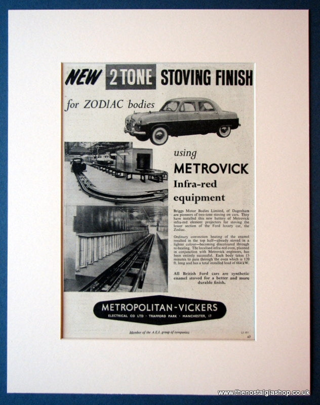 Ford Zodiac 2 tone Stoving Finish. Original advert 1954 (ref AD1128)