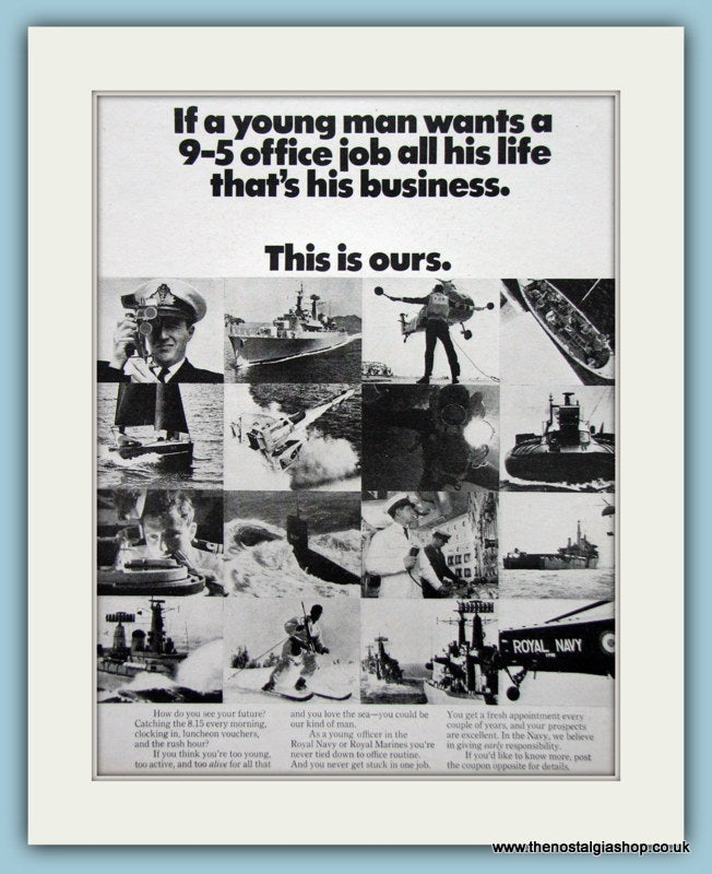 Royal Navy, Not a 9 - 5 job. Original Advert 1968 (ref AD6073)