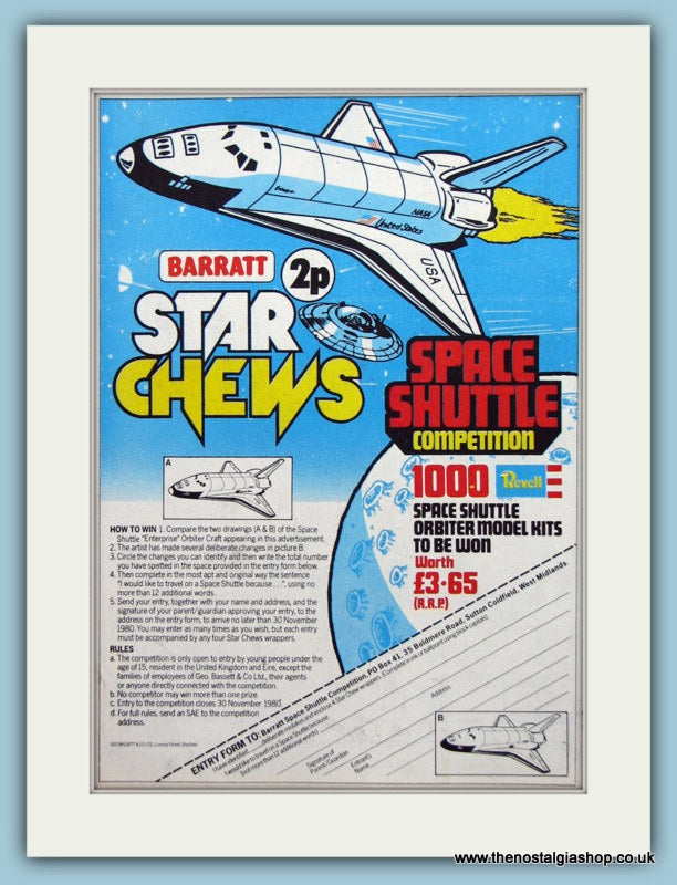 Barratt Star Chews Space Shuttle Competition Original Advert 1980 (ref AD6454)