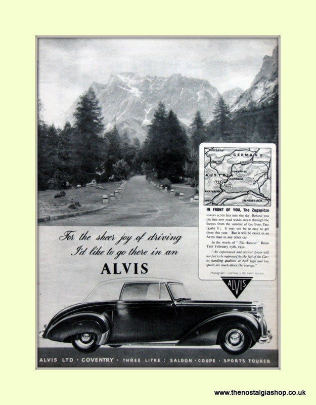 Alvis Set Of 2 Original Adverts 1952 (ref AD6627)