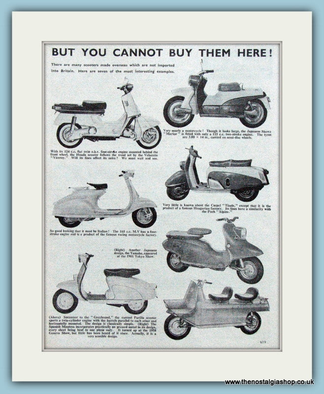 Scooters from Overseas, 1961 Illustrated Page (ref AD4075)