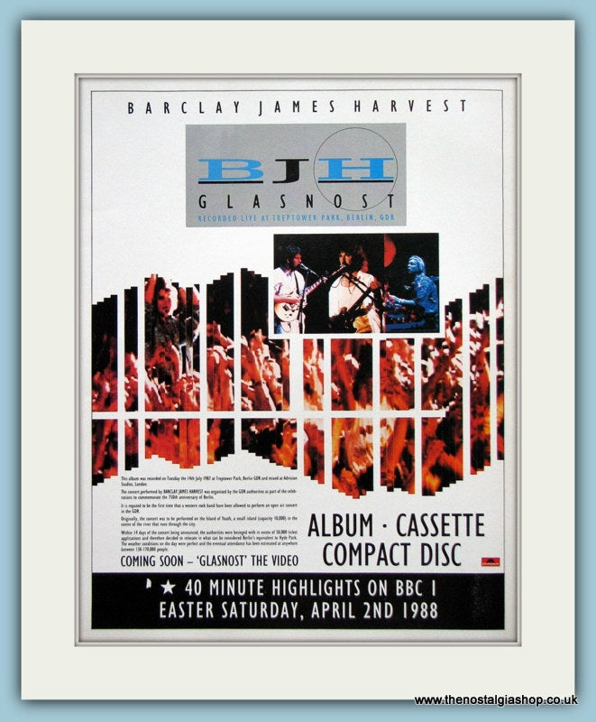 Barclay James Harvest Glasnost Original Music Advert 1988 (ref AD3435)
