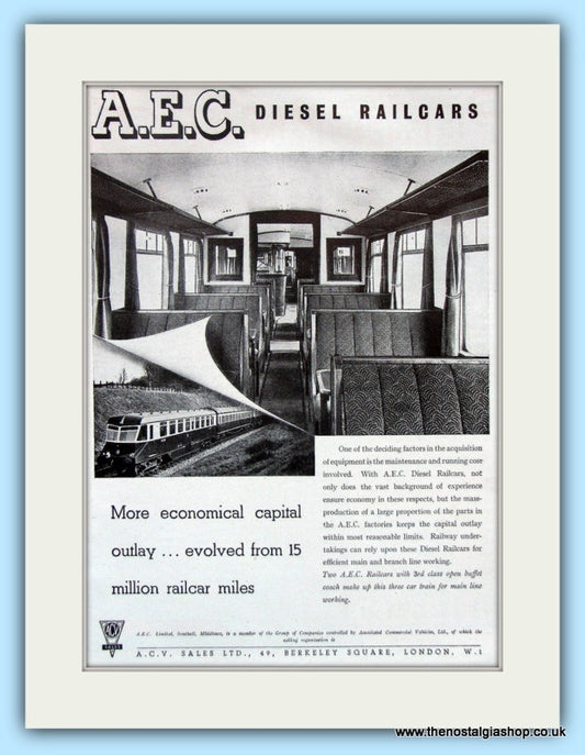 A.E.C. Diesel Railcars Original Advert 1951 (ref AD6474)