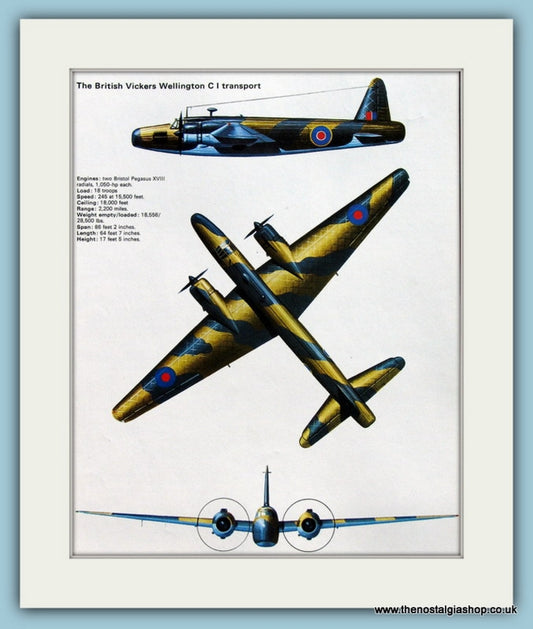 British Vickers Wellington C I Transport Aircraft. Print (ref PR539)