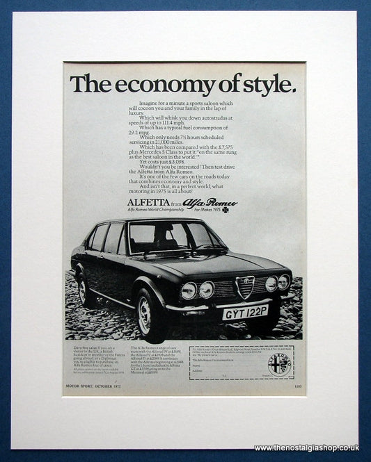 Alfa Romeo Alfetta. Original advert 1975 (ref Ad1424)