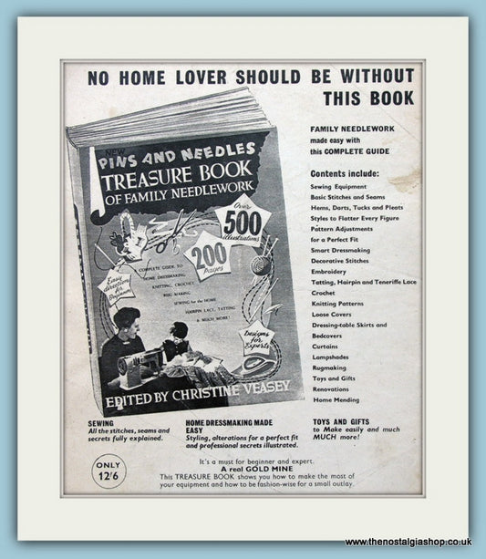 Pins And Needles Treasure Book Dressmaking Original Advert 1965 (ref AD4570)
