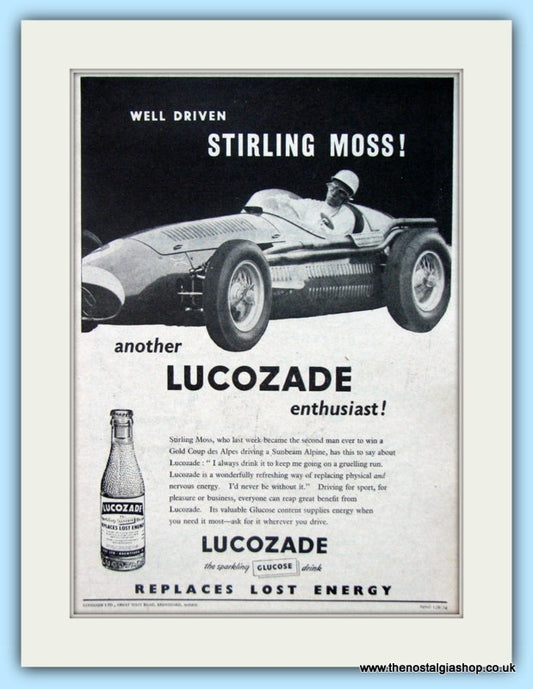 Lucozade with Stirling Moss. Original Advert 1954 (ref AD4847)