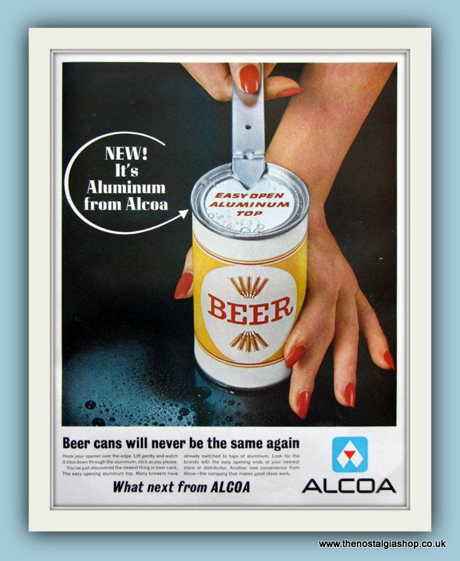 Alcoa New Aluminum Beer Cans. Original Advert 1963 (ref AD8152)