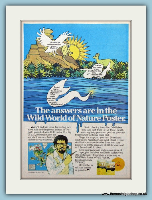 Australian Gold Nature Poster Offer With Rolf Harris Original Advert 1982 (ref AD2649)