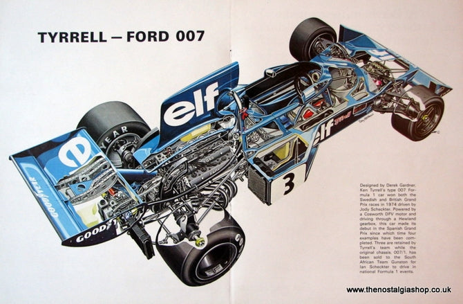 Ford 007 Tyrrell. A3 Size Pullout 1974 (ref AD1130)
