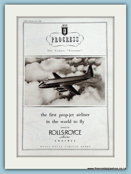 Progress Viscount Rolls Royce Aircraft Original Advert 1949 (ref AD4247)