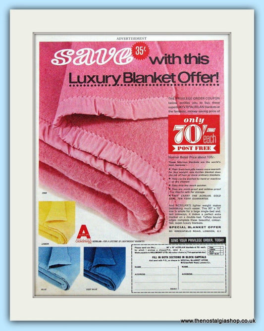 Luxury Blanket Offer Original Advert 1967 (ref AD4881)
