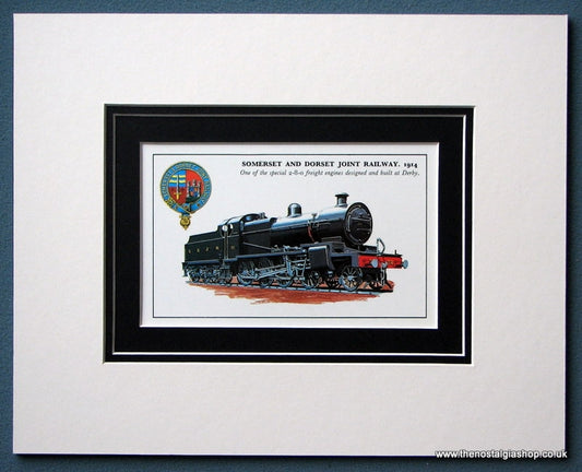 Somerset And Dorset 2-8-0 Freight Engines Mounted Print 1914 (ref SP9)