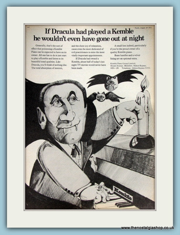 Kemble Pianos with Dracula! Original Advert 1973 (ref AD2222)