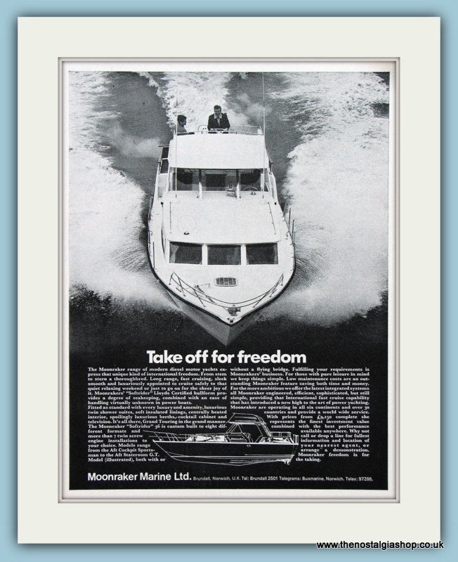 Moonraker Motor Yacht 1971 Original Advert (ref AD2334)