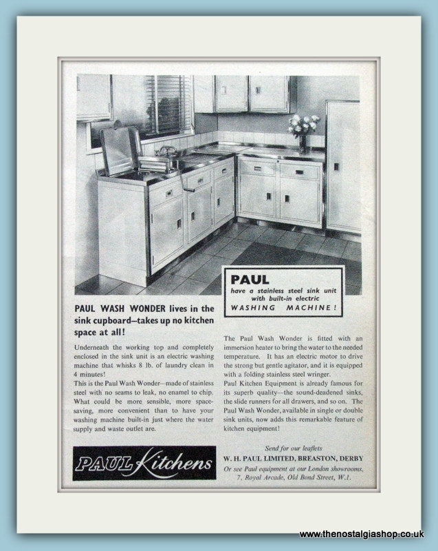 Paul Kitchens Original Advert 1955 (ref AD4724)