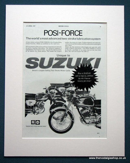 Suzuki Super SIX 250. Set of 2 Original adverts 1966 &1967 (ref AD1224)