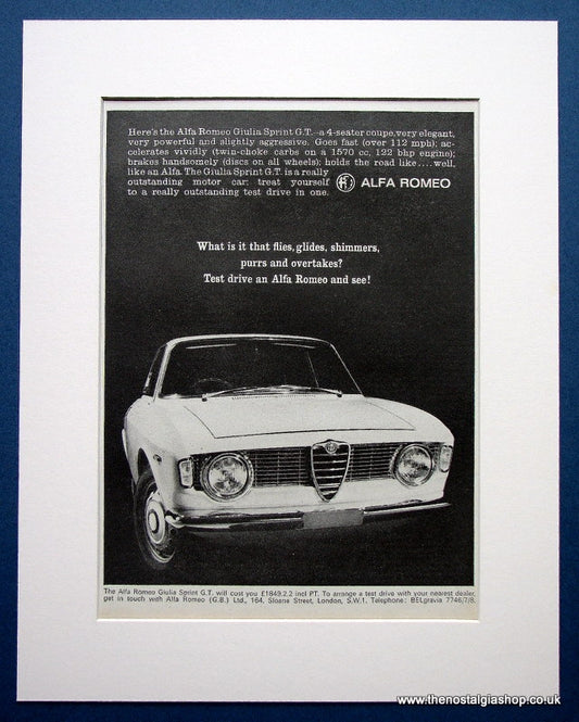 Alfa Romeo Giulia Sprint G.T. Original advert 1965 (ref AD1429)