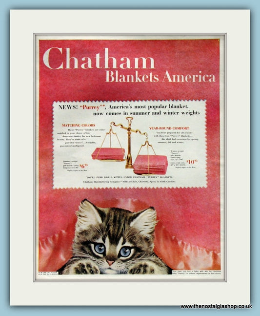 Chatham Blankets America Original Advert 1954 (ref AD8224)