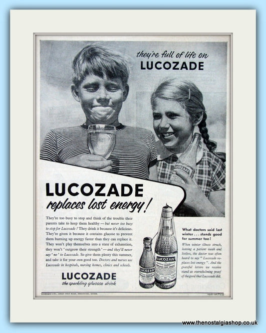 Lucozade. Set of 3 Original Adverts 1955 (ref AD4831)