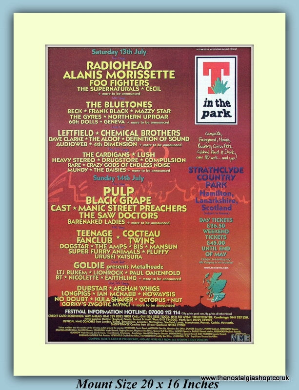 T In The Park 1996 Strathclyde Country Park Original Advert (ref AD9028)