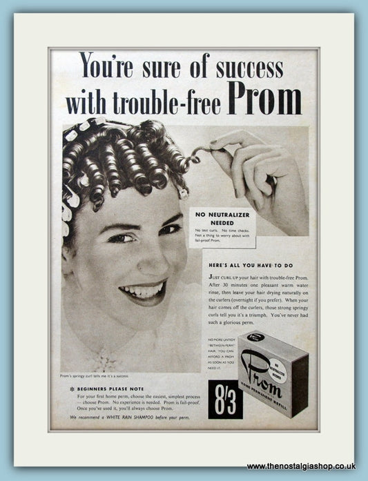 Prom Hair Perm Original Advert 1953 (ref AD4330)