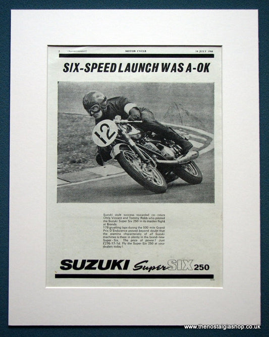 Suzuki Super SIX 250 Motorcycle. Original advert (ref AD1218)