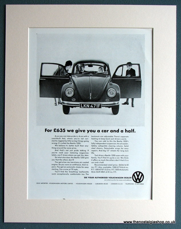 Volkswagen Beetle 1200 1968 Original Advert (ref AD1743)