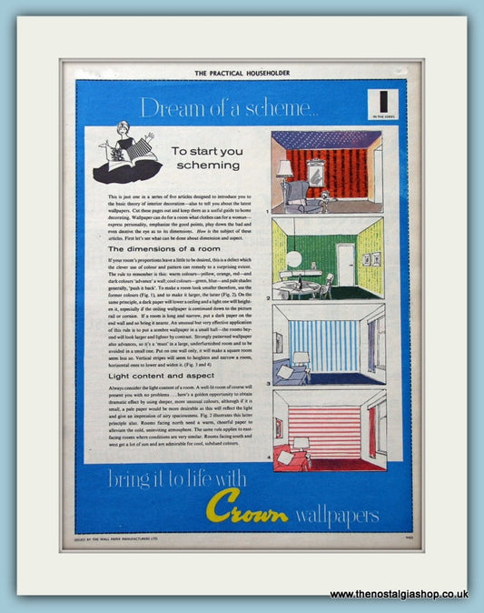 Crown Wallpapers Set Of 2 Original Adverts 1960 (ref AD4338)